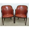 Image 1 : A pair of mahogany and leather upholste