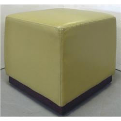 Square chartreuse leather stool with do