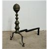 Image 2 : A pair of brass andirons; turned standa