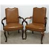 Image 1 : A pair of Queen Anne style leather and 