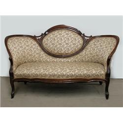 Victorian walnut and upholstered medall