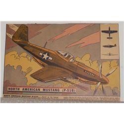 North American Mustang (P-51B) airplane antique cereal strip card- RARE image - carte céréale avion
