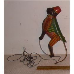 Monkey on a string old tin toy - jouet en metal singe sur corde