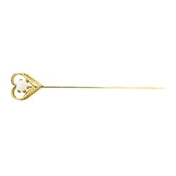 Opal Heart Stick Pin - Yellow Gold Plated