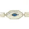 Image 4 : 10k White Gold Filigree Link Bracelet w/ Marquise Sim Sapphire