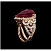 Image 4 : 5.35 ctw Ruby and Diamond Ring - 14KT Rose Gold