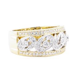 0.52 ctw Diamond Wide Band - 14KT Yellow And White Gold