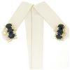 Image 5 : 14k Yellow Gold 2.80 ctw Oval Sapphire Round Diamond Cluster Omega Back Earrings