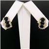 Image 6 : 14k Yellow Gold 2.80 ctw Oval Sapphire Round Diamond Cluster Omega Back Earrings