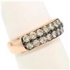 Image 3 : 14k Rose Gold 1.10 ctw Dual Row Round Champagne Diamond Band Ring