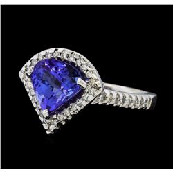 2.78 ctw Tanzanite and Diamond Ring - 14KT White Gold