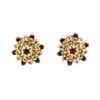 Image 1 : 0.25 ctw Ruby and Diamond Starbust Studs - 14KT Yellow Gold