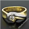 Image 2 : Italian 18kt Yellow and White 0.36 ctw Round Diamond Solitaire Wide Band Ring