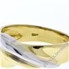 Image 6 : Italian 18kt Yellow and White 0.36 ctw Round Diamond Solitaire Wide Band Ring