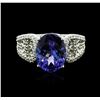 Image 2 : 14KT White Gold 4.17 ctw Tanzanite and Diamond Ring