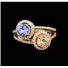 Image 2 : 14KT Two-Tone Gold 1.04 ctw Tanzanite, Morganite and Diamond Ring