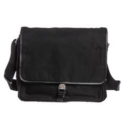 Prada Black Nylon Leather Trim Messenger Bag