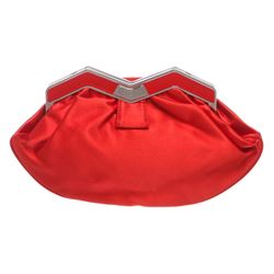 MCM Red Satin M Clutch Shoulder Bag