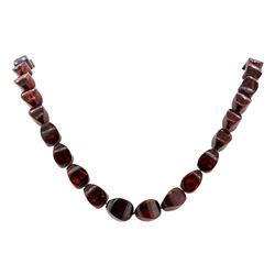 Cherry Colored Baltic Amber Necklace - 14KT Yellow Gold Clasp