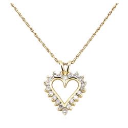 1.00 ctw Diamond Heart Shaped Pendant with Chain - 14KT Yellow Gold