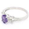 Image 5 : 14K White Gold 1.05 ctw Oval Amethyst Solitaire Ring w/ 6 Diamond Accents