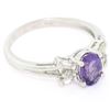 Image 6 : 14K White Gold 1.05 ctw Oval Amethyst Solitaire Ring w/ 6 Diamond Accents