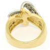 Image 7 : 18K Yellow Gold & Platinum .46 ctw Pave Set Diamond Open Swirl Cocktail Ring Sz