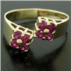 Image 2 : 14K Yellow Gold 0.60 ctw Dual 4 Blood Red Ruby Cluster Bypass Ring