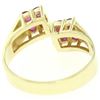 Image 8 : 14K Yellow Gold 0.60 ctw Dual 4 Blood Red Ruby Cluster Bypass Ring