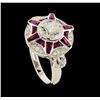 Image 4 : 1.10 ctw Ruby and Diamond Ring - 18KT White Gold