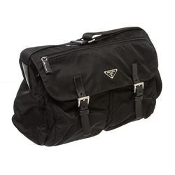 Prada Black Nylon Leather Crossbody Messenger Bag
