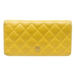 Chanel Yellow Quilted Leather Yen Wallet