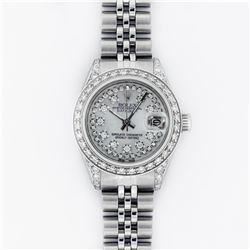 Rolex Ladies Stainless Steel 26MM MOP Diamond Lugs Datejust Wristwatch