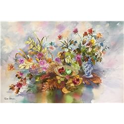 Zina Roitman- Original Watercolor  Fruits and Flowers 