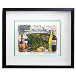 Charles Fazzino- 3D Construction Silkscreen Serigraph "A Tasting in Wine Country"
