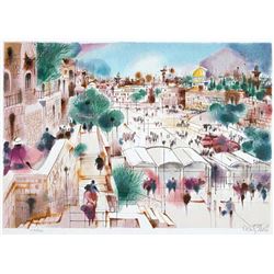 Shmuel Katz- Original serigraph "Wailing Wall Plaza"