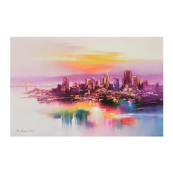 H. Leung, "San Francisco at Dusk" Limited Edition on Canvas, Numbered and Hand Signed with Letter of