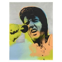 Steve Kaufman (1960-2010), "Elvis Vegas" Hand Painted Limited Edition Silkscreen on Canvas from an H