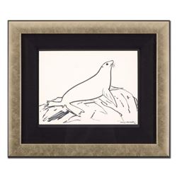 Wyland, "Seal" Framed Original Sketch, Hand Signed with Certificate of Authenticity.