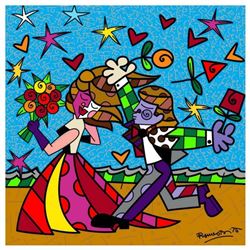 Romero Britto "I Love You" Hand Signed Limited Edition Giclee on Canvas; COA