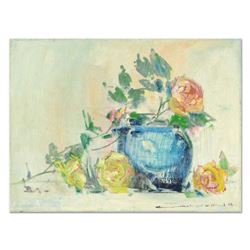 Alex Zwarenstein, "Rose Bowl" Original Oil Painting on Canvas, Hand Signed with Certificate of Authe