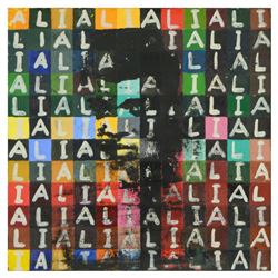 Steve Kaufman (1960-2010), "Ali, Ali, Ali " Original Mixed Media Painting on Canvas, Hand Signed wit