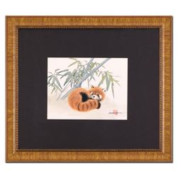 Caroline Young, "Doze II" Framed Original Gouache Painting on Mother of Pearl Paper, Hand Signed wit