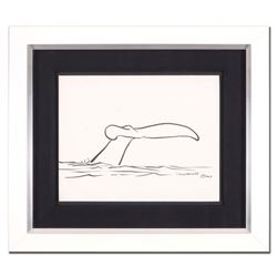 Wyland, "Whale Tail" Framed Original Sketch, Hand Signed with Certificate of Authenticity.