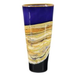 "Small Amethyst Cone" Hand Blown Glass Vase Sculpture, Hand Signed by GartnerBlade Glass.