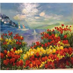 Zina Roitman- Original Oil on Canvas "Poppies in the wind"