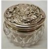 Image 2 : SMALL GLASS POWDER JAR WITH STERLING LI