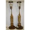 Image 1 : PAIR OF CARVED WOODEN RELIGIOUS LAMPS