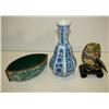 Image 1 : DELFT BUD VASE & CLOISONNE OWL & DISH