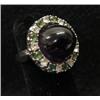 Image 1 : 14KT WHITE GOLD AMETHYST & EMERALD RING